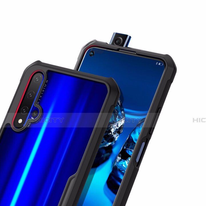 Huawei Honor 20S用360度 フルカバーハイブリットバンパーケース クリア透明 プラスチック 鏡面 アンド指輪 マグネット式 ファーウェイ 