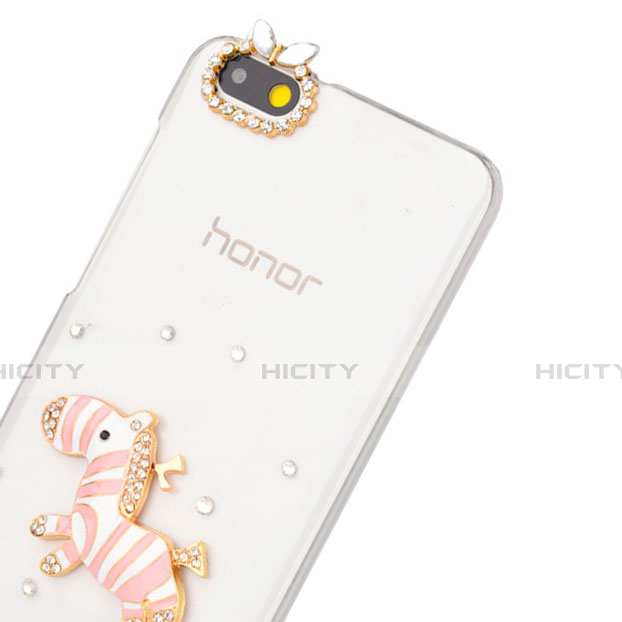 Huawei Honor 4X用ケース ダイヤモンドスワロフスキー ゼブラ柄 ファーウェイ ピンク