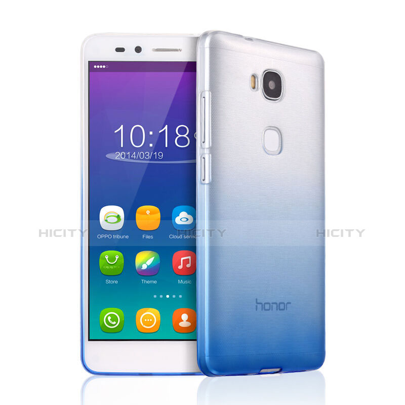 Huawei Honor 5X用極薄ソフトケース グラデーション 勾配色 クリア透明 ファーウェイ ブルー