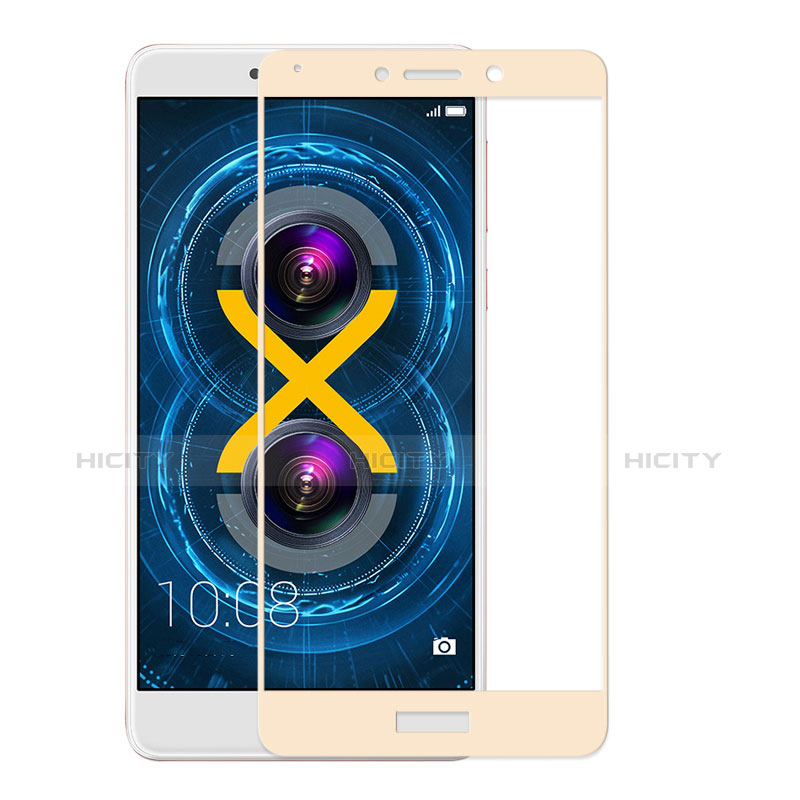 Huawei Honor 6X用強化ガラス フル液晶保護フィルム F03 ファーウェイ ゴールド