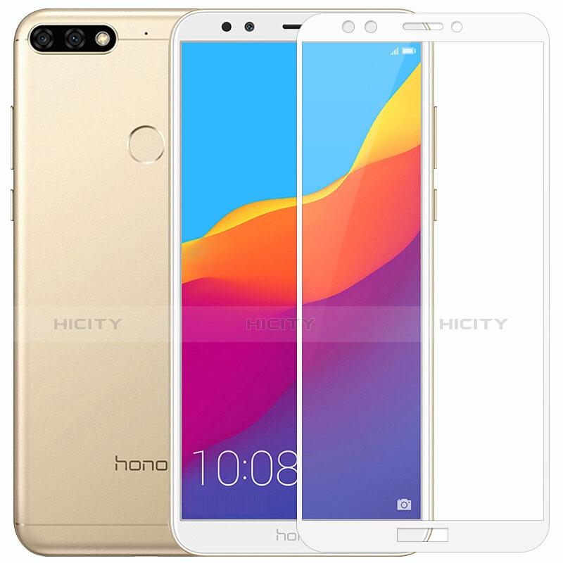 Huawei Honor 7C用強化ガラス フル液晶保護フィルム F04 ファーウェイ ホワイト