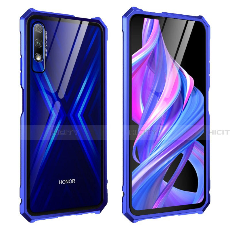 Huawei Honor 9X用ケース 高級感 手触り良い アルミメタル 製の金属製 360度 フルカバーバンパー 鏡面 カバー M01 ファーウェイ ネイビー