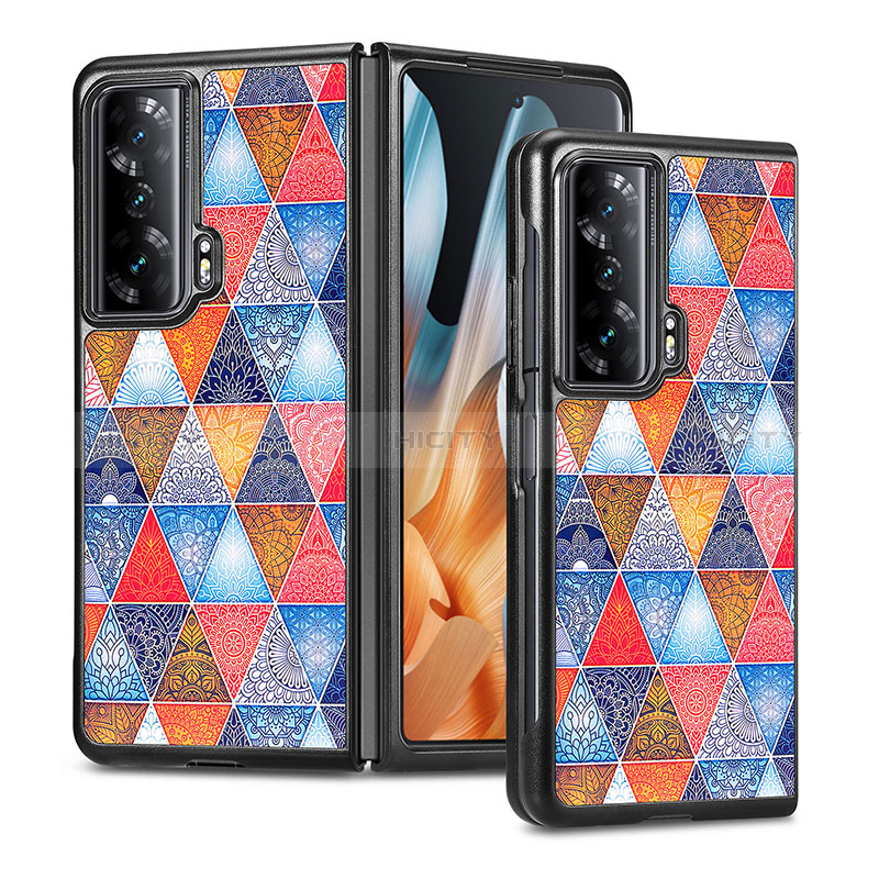 Huawei Honor Magic Vs 5G用ハイブリットバンパーケース 高級感 手触り良いレザー柄 兼プラスチック S08D ファーウェイ 