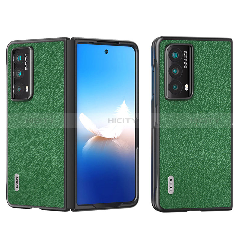 Huawei Honor Magic Vs2 5G用ハイブリットバンパーケース 高級感 手触り良いレザー柄 兼プラスチック BH5 ファーウェイ グリーン