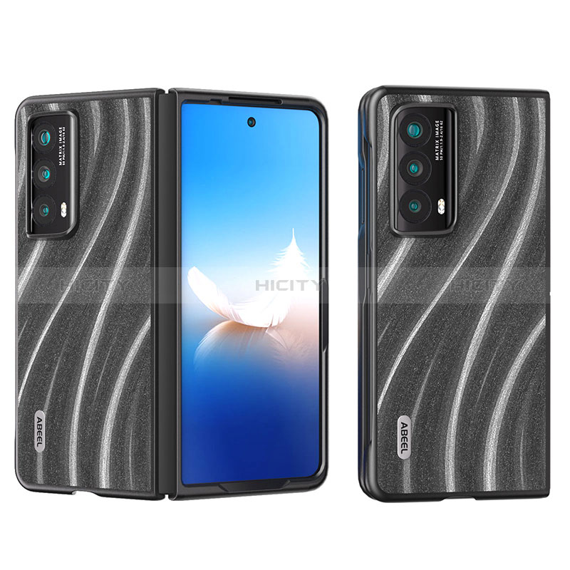 Huawei Honor Magic Vs2 5G用ハイブリットバンパーケース 高級感 手触り良いレザー柄 兼プラスチック B02H ファーウェイ ダークグレー