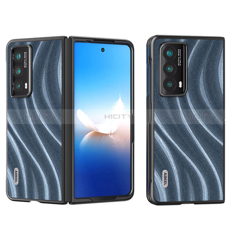 Huawei Honor Magic Vs2 5G用ハイブリットバンパーケース 高級感 手触り良いレザー柄 兼プラスチック B02H ファーウェイ ネイビー