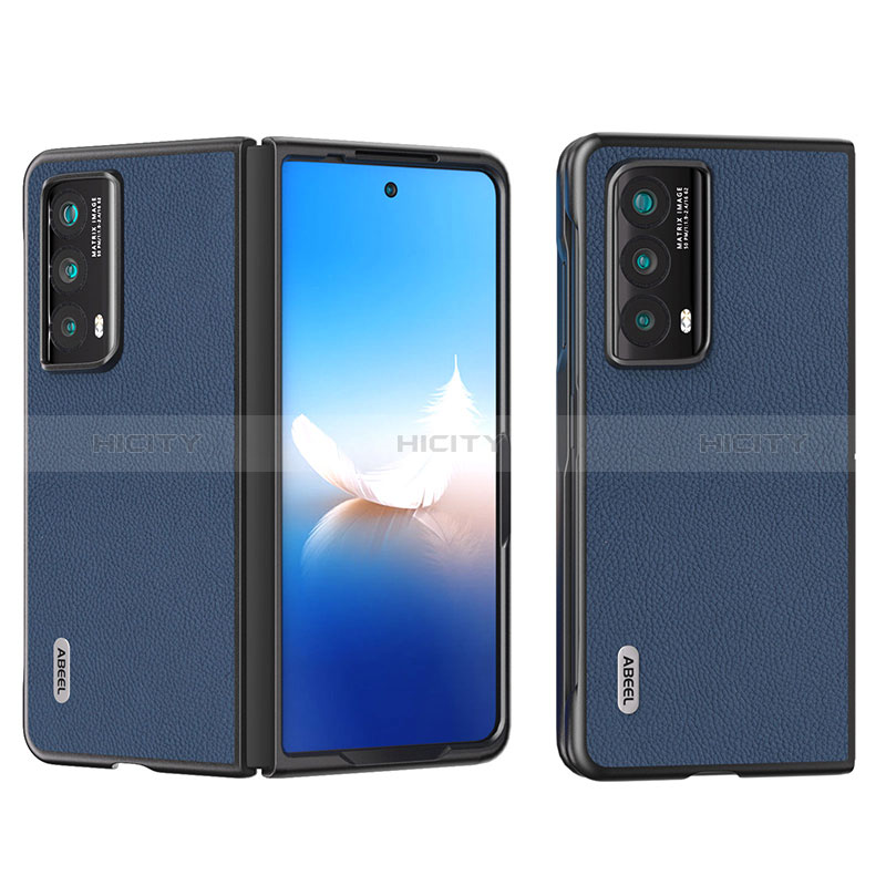 Huawei Honor Magic Vs2 5G用ハイブリットバンパーケース 高級感 手触り良いレザー柄 兼プラスチック B18H ファーウェイ ネイビー