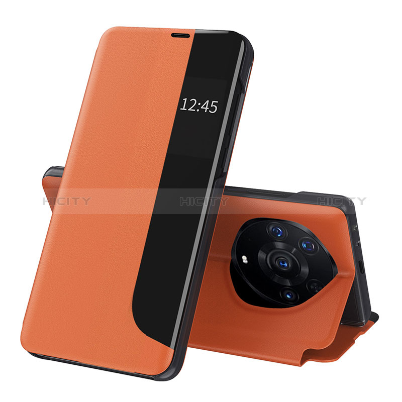Huawei Honor Magic3 Pro+ Plus 5G用手帳型 レザーケース スタンド カバー QH1 ファーウェイ オレンジ