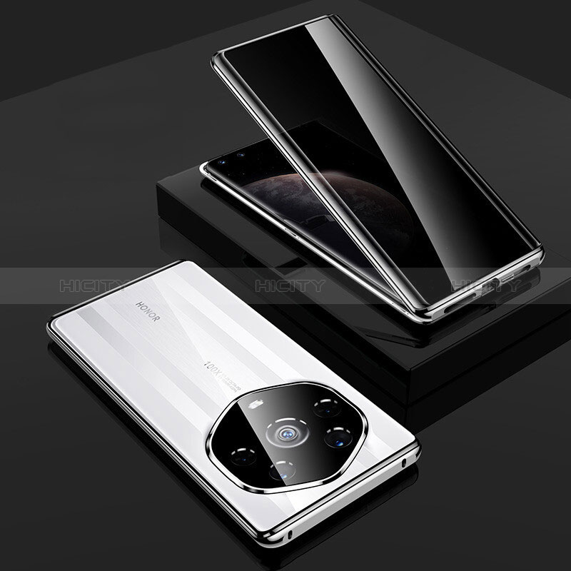 Huawei Honor Magic3 Pro+ Plus 5G用ケース 高級感 手触り良い アルミメタル 製の金属製 360度 フルカバーバンパー 鏡面 カバー P01 ファーウェイ シルバー