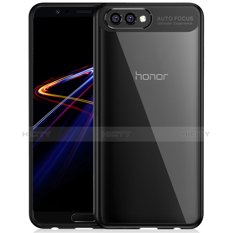 Huawei Honor V10用ハイブリットバンパーケース クリア透明 プラスチック 鏡面 ファーウェイ ブラック