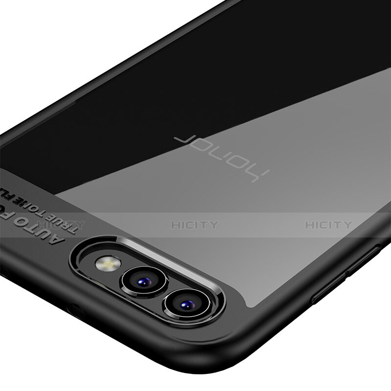 Huawei Honor V10用ハイブリットバンパーケース クリア透明 プラスチック 鏡面 ファーウェイ ブラック