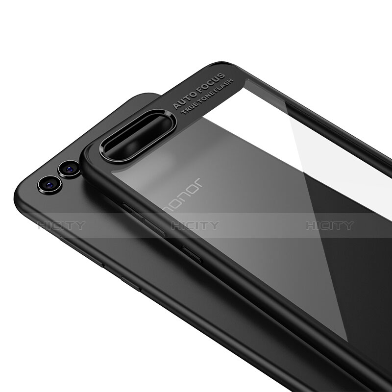 Huawei Honor V10用ハイブリットバンパーケース クリア透明 プラスチック 鏡面 ファーウェイ ブラック