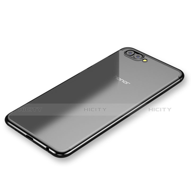 Huawei Honor V10用極薄ソフトケース シリコンケース 耐衝撃 全面保護 クリア透明 H03 ファーウェイ ブラック