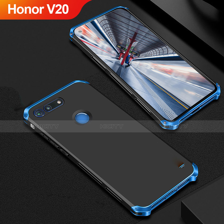 Huawei Honor V20用ケース 高級感 手触り良い メタル兼プラスチック バンパー M01 ファーウェイ ネイビー・ブラック