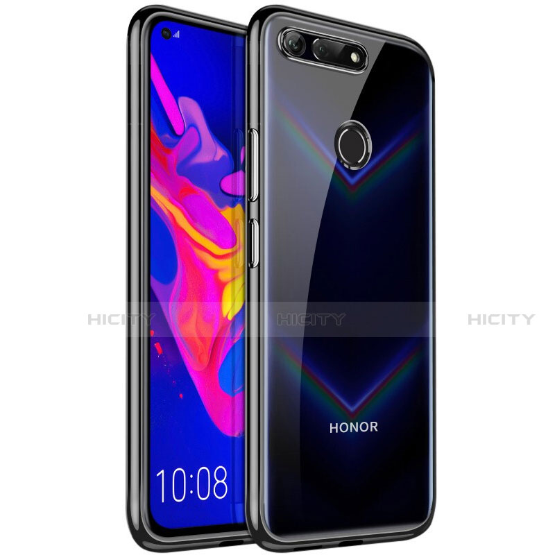 Huawei Honor V20用極薄ソフトケース シリコンケース 耐衝撃 全面保護 クリア透明 S02 ファーウェイ ブラック