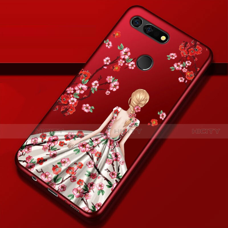 Huawei Honor V20用シリコンケース ソフトタッチラバー バタフライ ドレスガール ドレス少女 カバー K02 ファーウェイ ホワイト