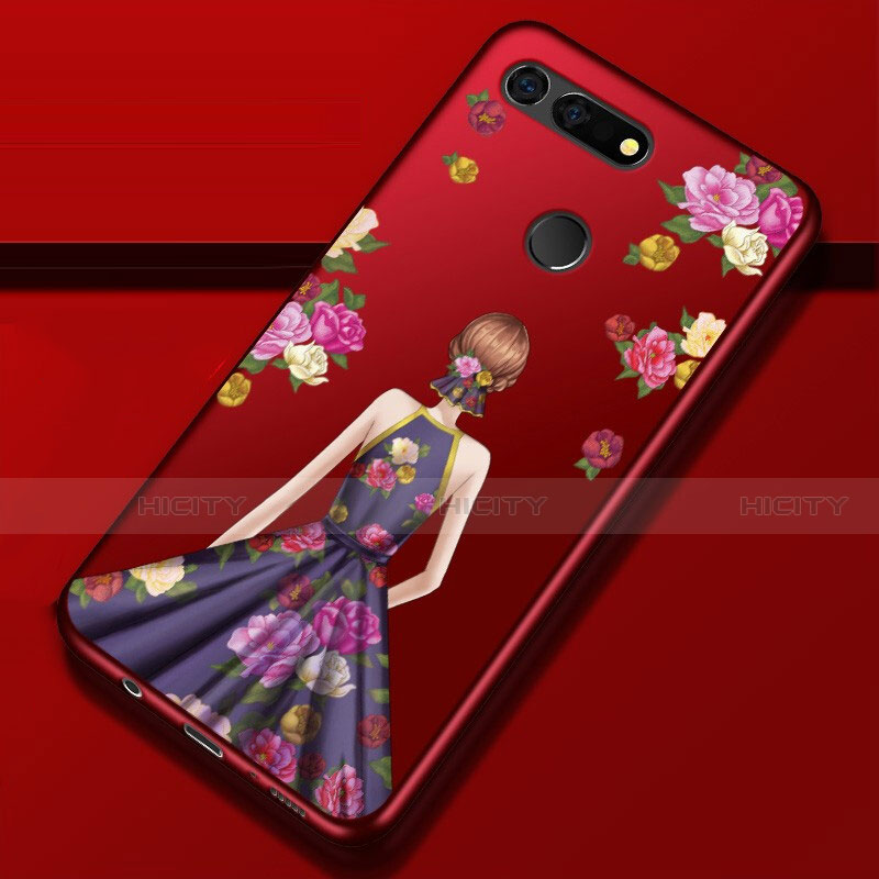 Huawei Honor V20用シリコンケース ソフトタッチラバー バタフライ ドレスガール ドレス少女 カバー K02 ファーウェイ 