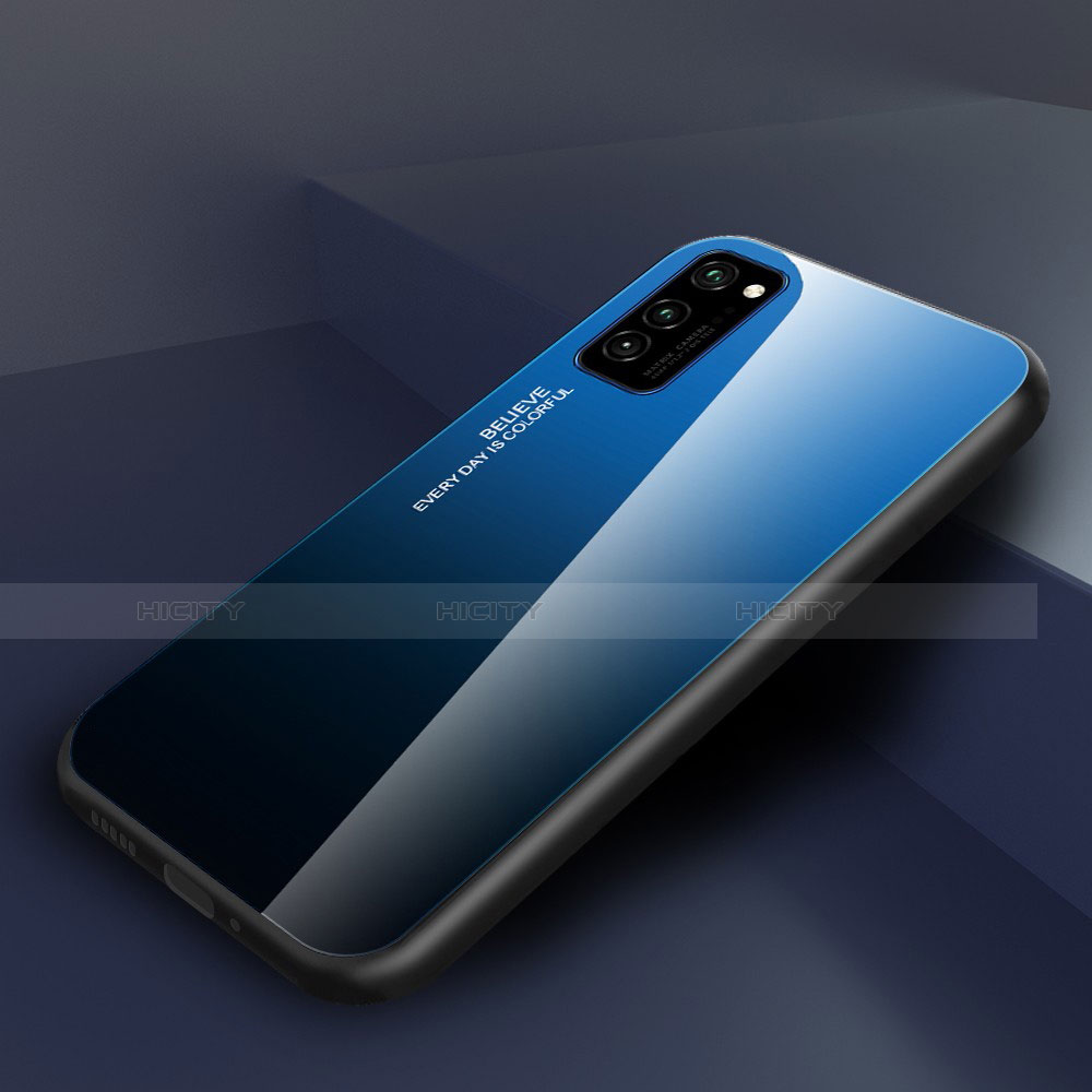 Huawei Honor V30 5G用ハイブリットバンパーケース プラスチック 鏡面 虹 グラデーション 勾配色 カバー H01 ファーウェイ ネイビー