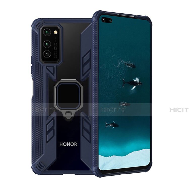 Huawei Honor V30 5G用ハイブリットバンパーケース プラスチック アンド指輪 マグネット式 R02 ファーウェイ ネイビー