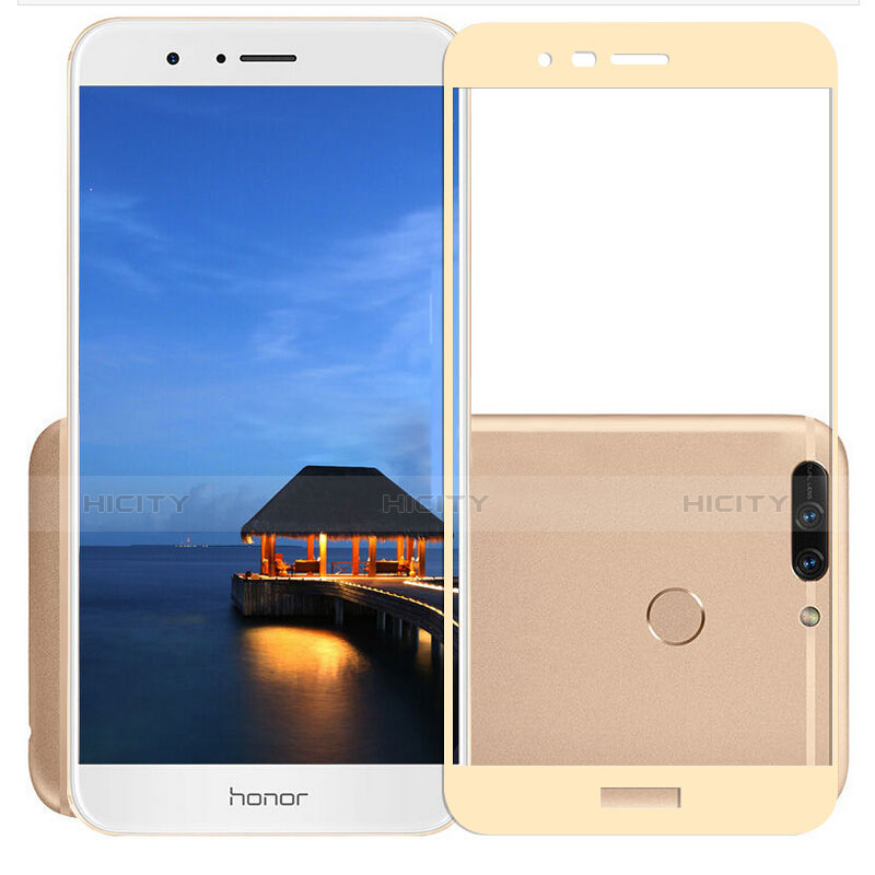 Huawei Honor V9用強化ガラス フル液晶保護フィルム F02 ファーウェイ ゴールド