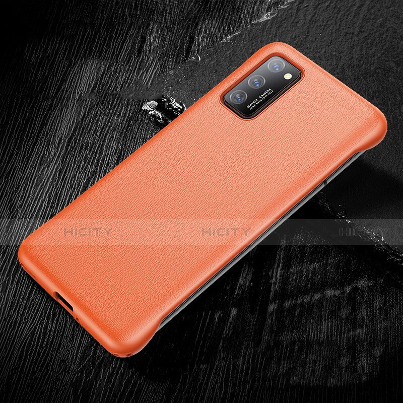 Huawei Honor View 30 5G用ケース 高級感 手触り良いレザー柄 R01 ファーウェイ オレンジ