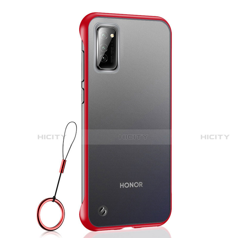Huawei Honor View 30 Pro 5G用ハードカバー クリスタル クリア透明 S04 ファーウェイ レッド