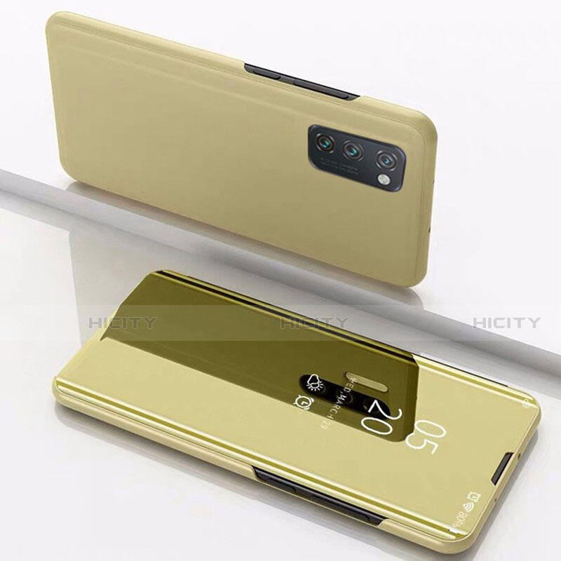 Huawei Honor View 30 Pro 5G用手帳型 レザーケース スタンド 鏡面 カバー M02 ファーウェイ ゴールド