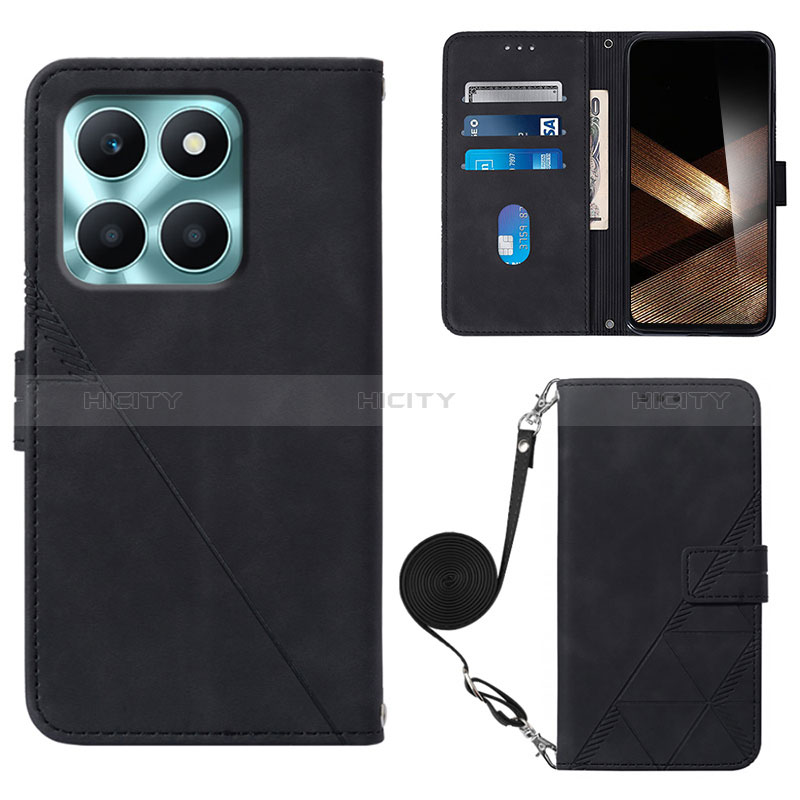 Huawei Honor X8b用手帳型 レザーケース スタンド カバー YB3 ファーウェイ ブラック
