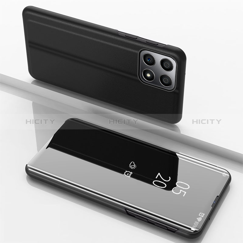 Huawei Honor X8b用手帳型 レザーケース スタンド 鏡面 カバー ファーウェイ ブラック