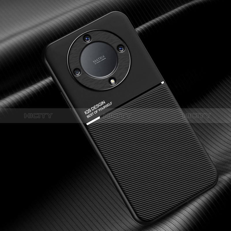 Huawei Honor X9a 5G用極薄ソフトケース シリコンケース 耐衝撃 全面保護 マグネット式 バンパー D01 ファーウェイ ブラック