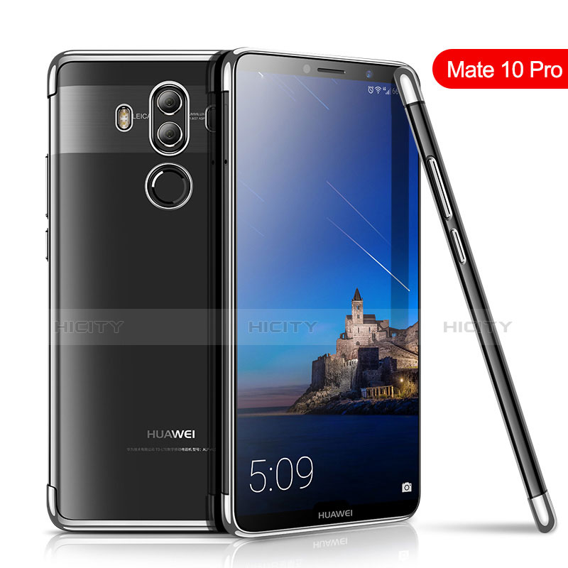 Huawei Mate 10 Pro用極薄ソフトケース シリコンケース 耐衝撃 全面保護 クリア透明 H01 ファーウェイ シルバー