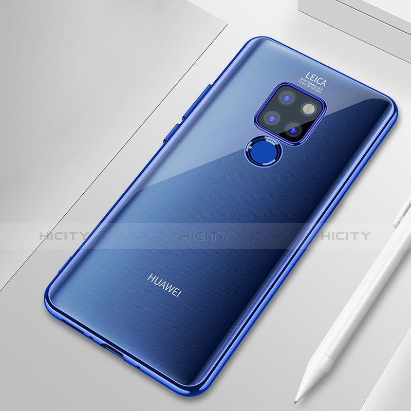 Huawei Mate 20用極薄ソフトケース シリコンケース 耐衝撃 全面保護 クリア透明 T02 ファーウェイ ネイビー