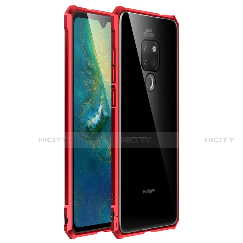 Huawei Mate 20用ケース 高級感 手触り良い アルミメタル 製の金属製 バンパー 鏡面 カバー ファーウェイ レッド