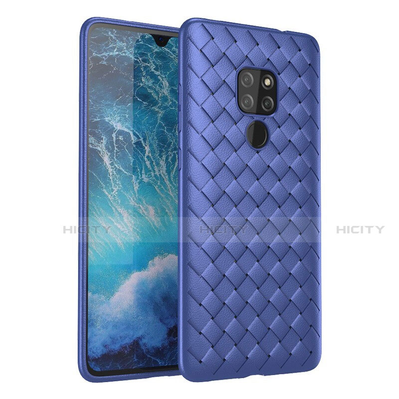 Huawei Mate 20用シリコンケース ソフトタッチラバー レザー柄 カバー H03 ファーウェイ ネイビー