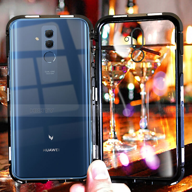 Huawei Mate 20 Lite用ケース 高級感 手触り良い アルミメタル 製の金属製 バンパー 鏡面 カバー M01 ファーウェイ ブラック