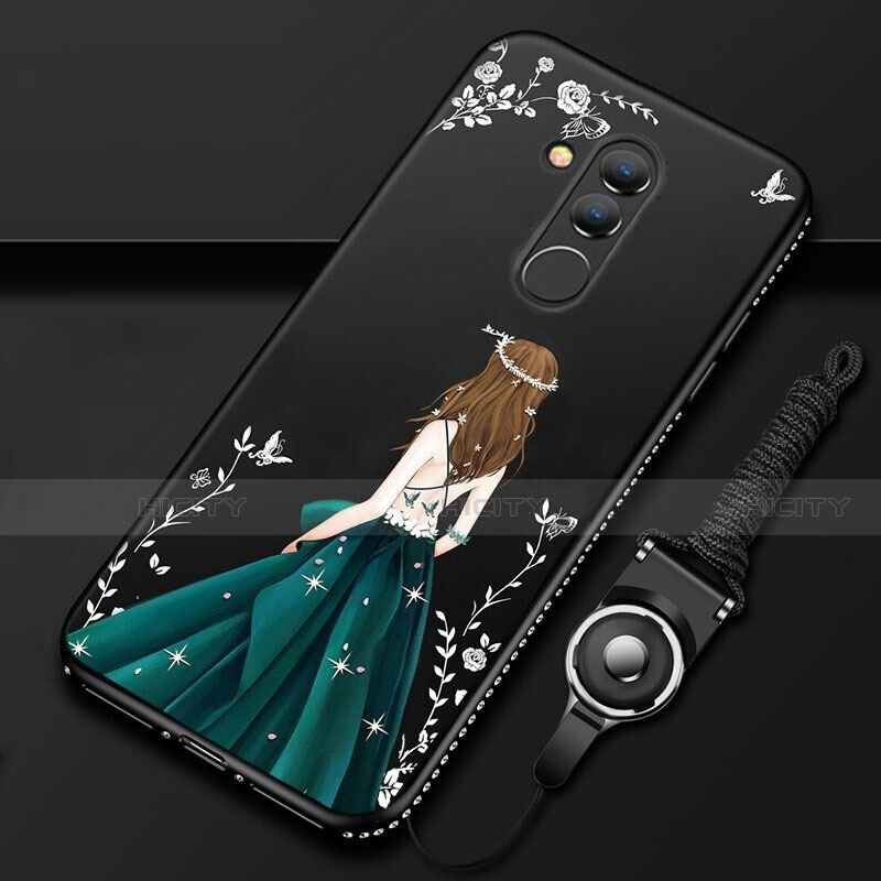 Huawei Mate 20 Lite用シリコンケース ソフトタッチラバー バタフライ ドレスガール ドレス少女 カバー H01 ファーウェイ ブラック