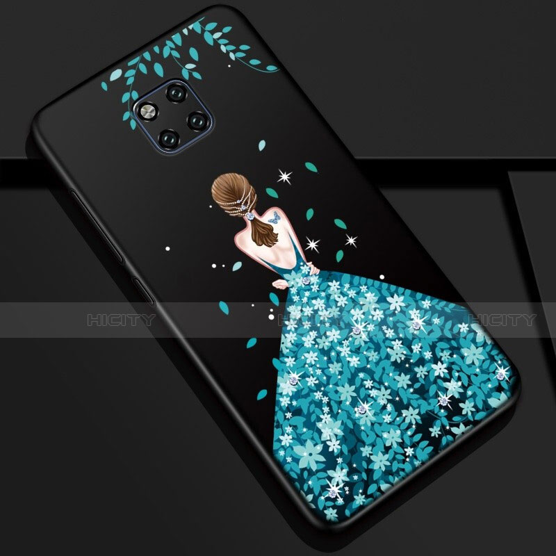 Huawei Mate 20 Pro用シリコンケース ソフトタッチラバー バタフライ ドレスガール ドレス少女 カバー K02 ファーウェイ グリーン