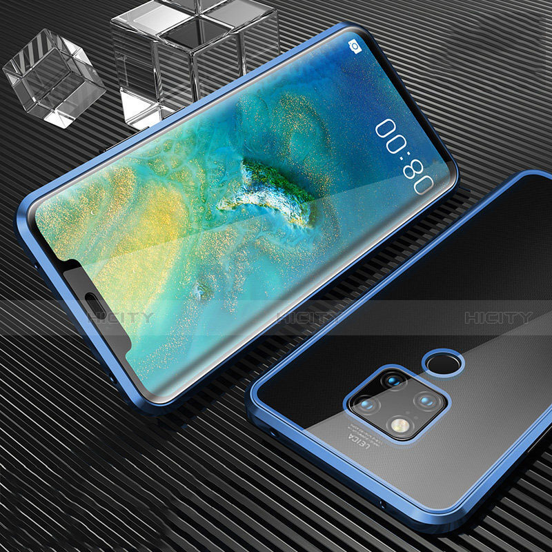 Huawei Mate 20 X 5G用ケース 高級感 手触り良い アルミメタル 製の金属製 360度 フルカバーバンパー 鏡面 カバー T02 ファーウェイ ネイビー