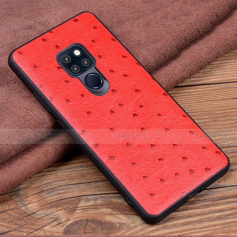 Huawei Mate 20 X 5G用ケース 高級感 手触り良いレザー柄 R04 ファーウェイ レッド