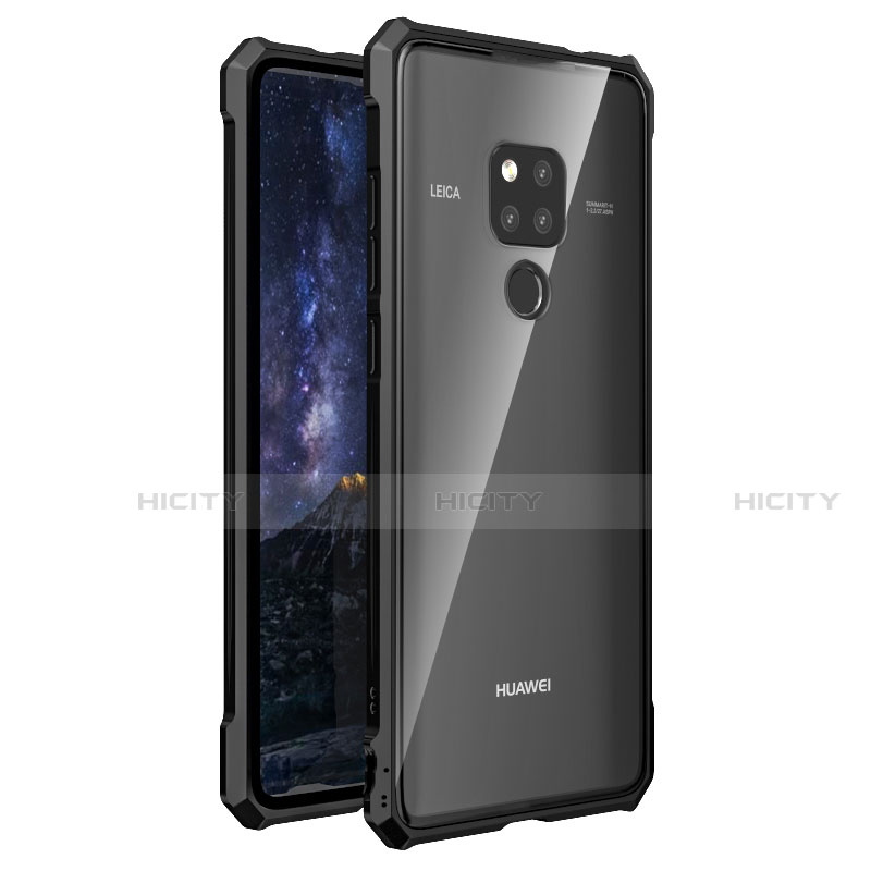 Huawei Mate 20 X 5G用ケース 高級感 手触り良い アルミメタル 製の金属製 360度 フルカバーバンパー 鏡面 カバー T03 ファーウェイ ブラック