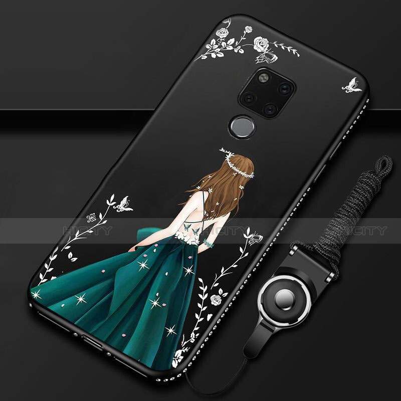 Huawei Mate 20 X 5G用シリコンケース ソフトタッチラバー バタフライ ドレスガール ドレス少女 カバー ファーウェイ グリーン