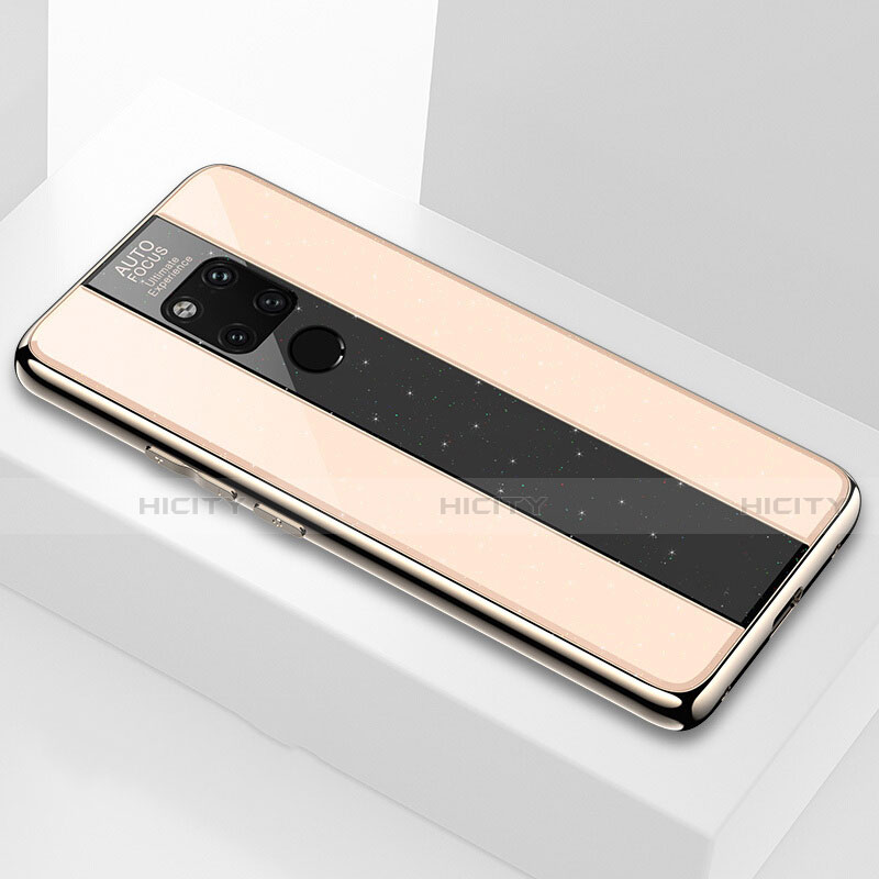 Huawei Mate 20 X 5G用ハイブリットバンパーケース プラスチック 鏡面 カバー T03 ファーウェイ ゴールド