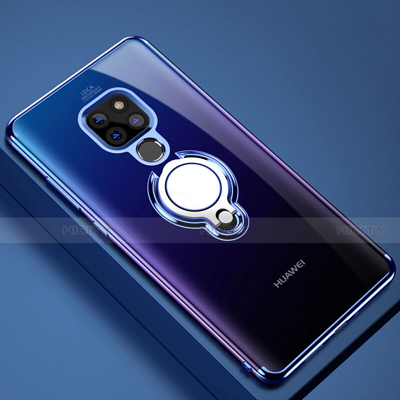 Huawei Mate 20 X 5G用極薄ソフトケース シリコンケース 耐衝撃 全面保護 クリア透明 アンド指輪 マグネット式 C01 ファーウェイ ネイビー