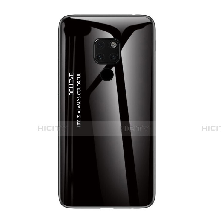 Huawei Mate 20 X 5G用ハイブリットバンパーケース プラスチック 鏡面 虹 グラデーション 勾配色 カバー H01 ファーウェイ ブラック