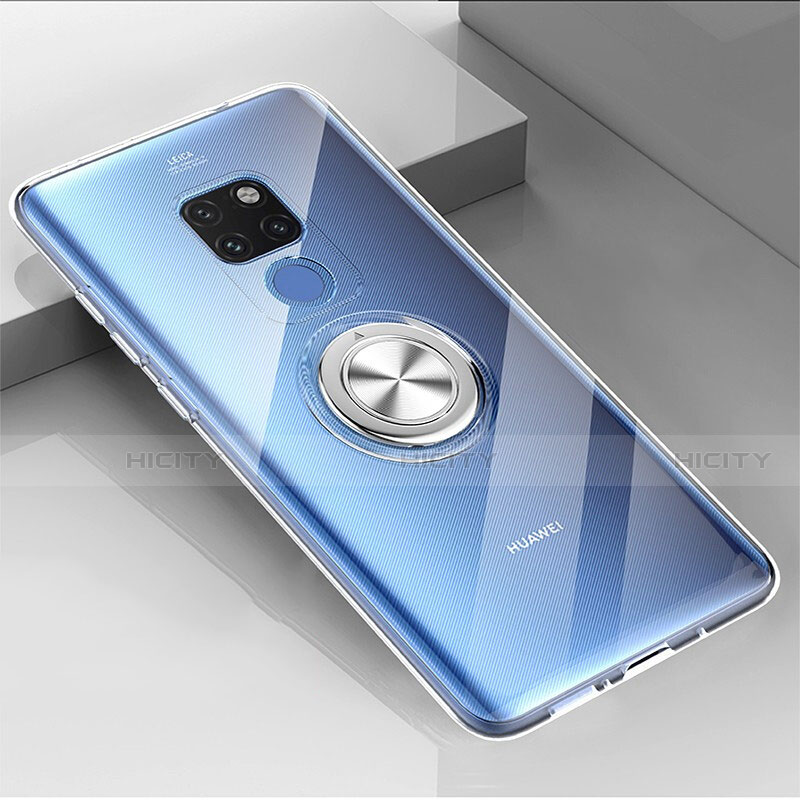 Huawei Mate 20 X 5G用極薄ソフトケース シリコンケース 耐衝撃 全面保護 クリア透明 アンド指輪 マグネット式 C04 ファーウェイ クリア