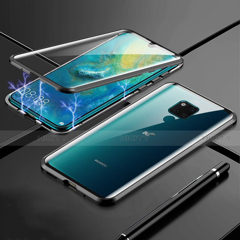 Huawei Mate 20 X 5G用ケース 高級感 手触り良い アルミメタル 製の金属製 360度 フルカバーバンパー 鏡面 カバー T01 ファーウェイ ブラック