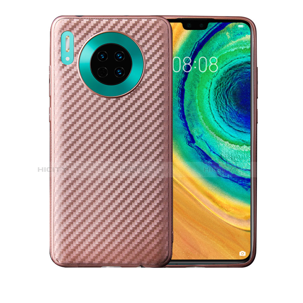 Huawei Mate 30 5G用シリコンケース ソフトタッチラバー ツイル カバー ファーウェイ ローズゴールド