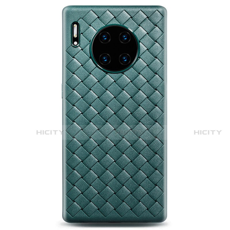 Huawei Mate 30 5G用シリコンケース ソフトタッチラバー レザー柄 カバー H01 ファーウェイ グリーン