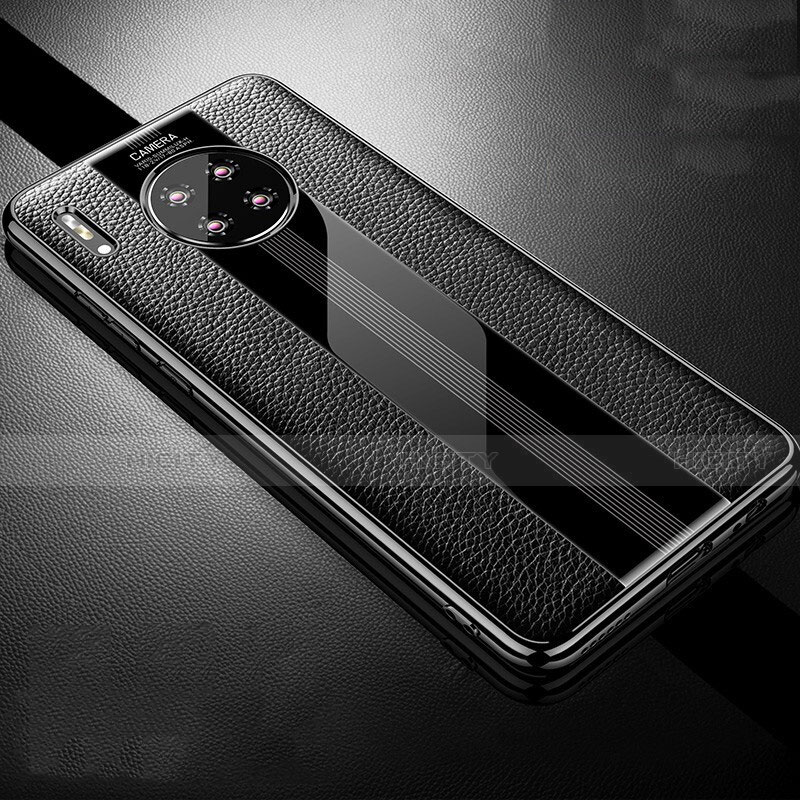 Huawei Mate 30用シリコンケース ソフトタッチラバー レザー柄 カバー Z01 ファーウェイ ブラック