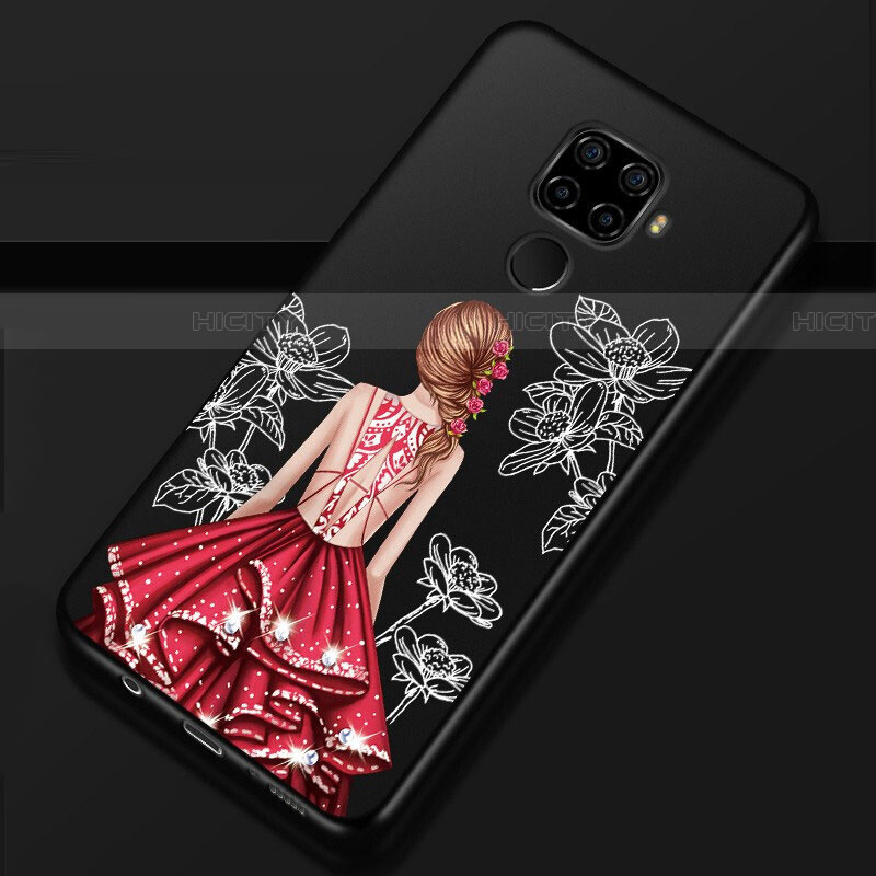 Huawei Mate 30 Lite用シリコンケース ソフトタッチラバー バタフライ ドレスガール ドレス少女 カバー ファーウェイ レッド・ブラック